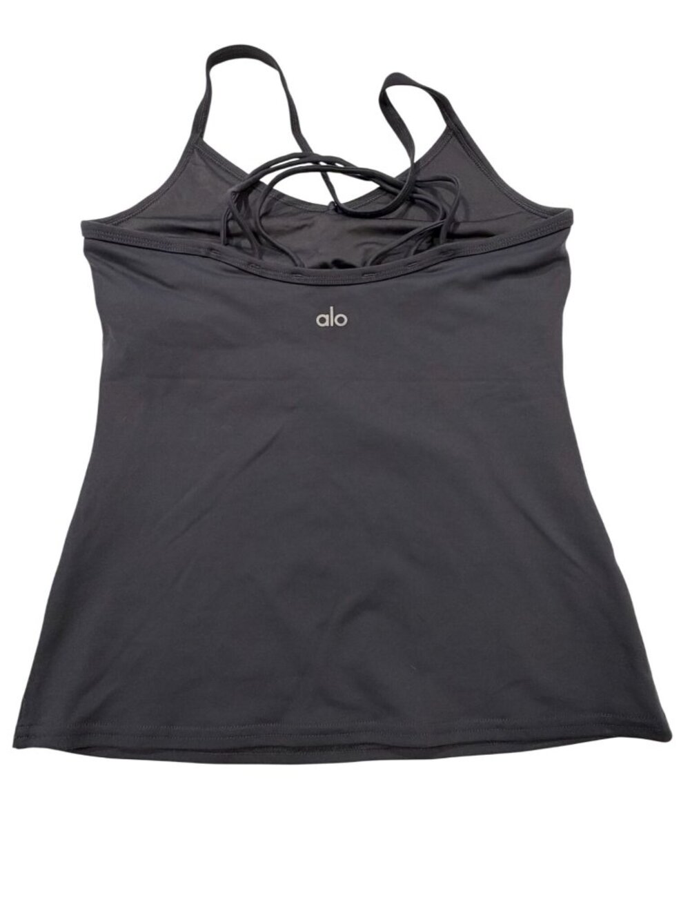 Alo Yoga Grey Strappy Tank Top S Nylon Blend Stretch Activewear - Picture 2 of 9